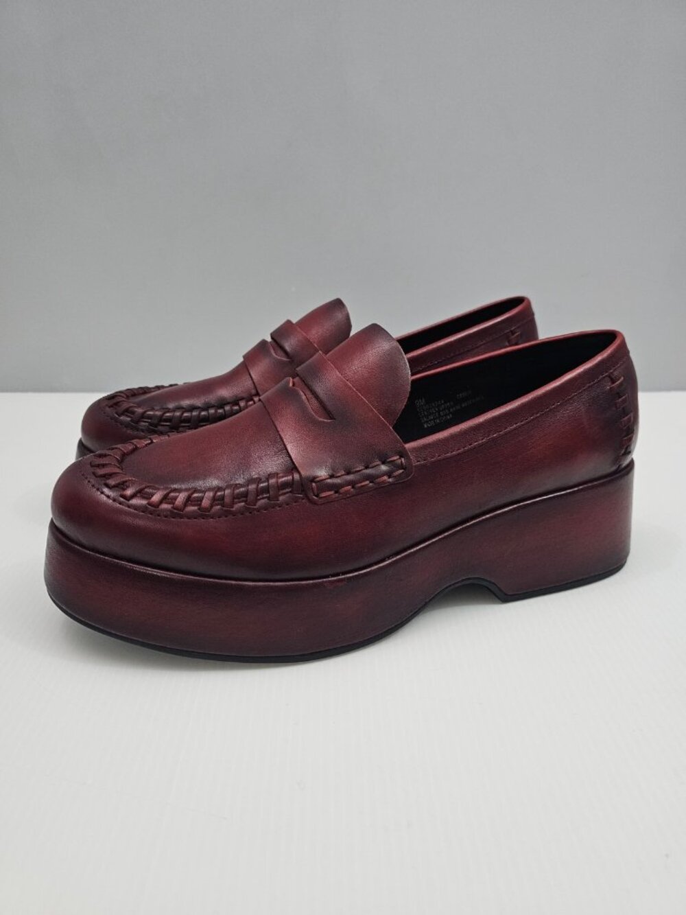 Kork Ease Pixie Platform Penny Loafer Womens 9 Dark Brick Red Leather Wedge NEW - Picture 14 of 14